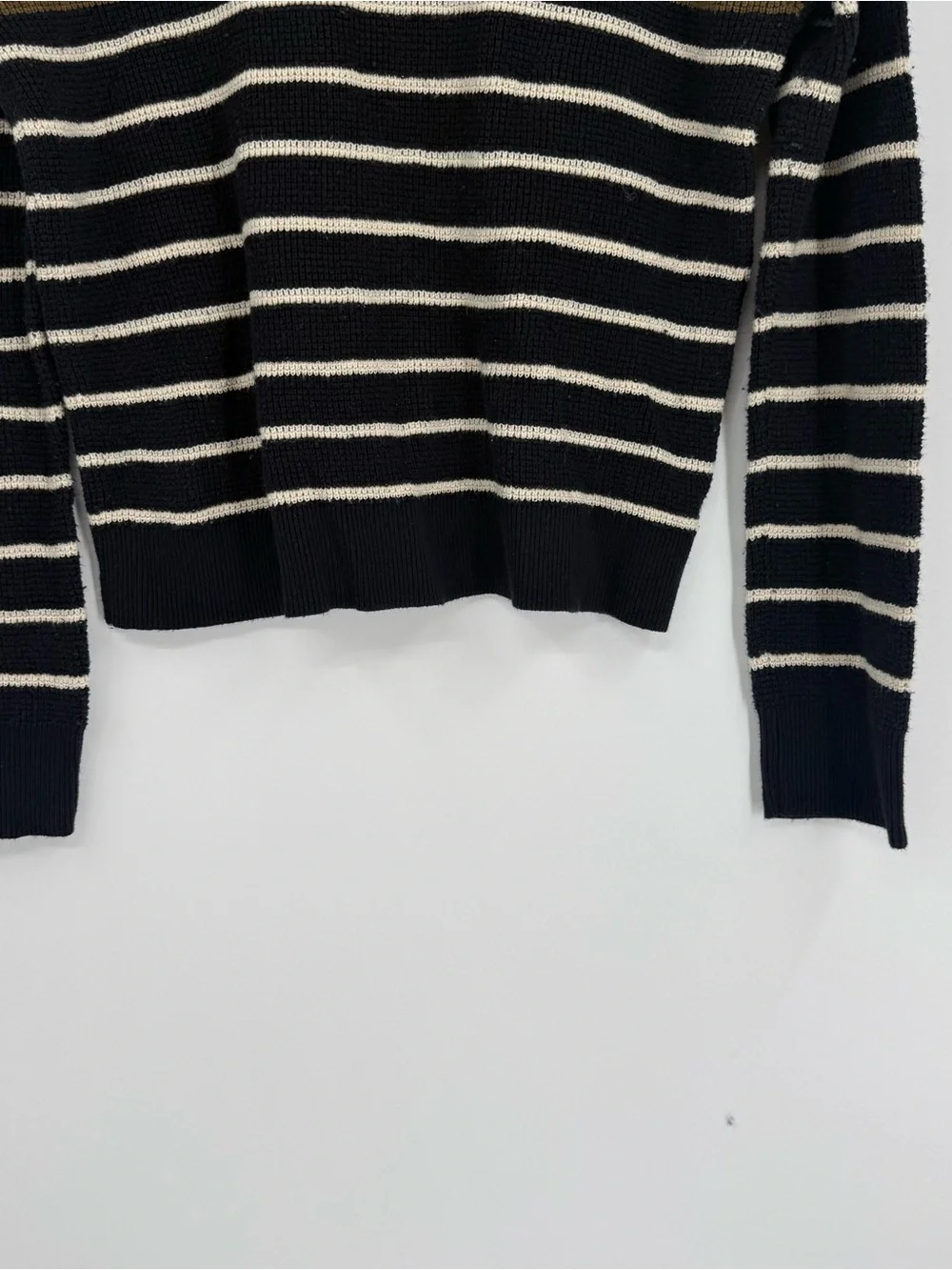 Faherty Women's Size S Waffle Knit Striped Sweater Top Organic Cotton Cashmere